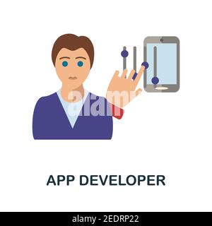 Flaches Symbol für App-Entwickler. Farbe einfaches Element aus der Freelance Kollektion. Creative App Developer Symbol für Web-Design, Vorlagen, Infografiken und mehr Stock Vektor