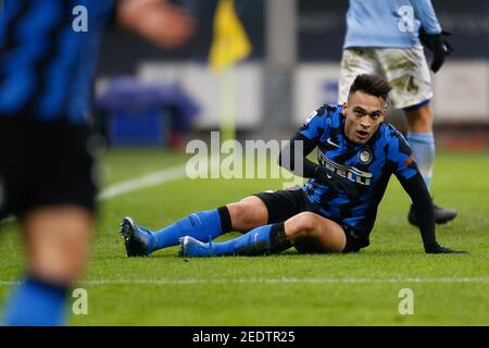 14. Februar 2021, Mailand, Italien: Mailand, Italien, Giuseppe Meazza Stadion, 14. Februar 2021, Lautaro Martinez (FC Internazionale) während des FC Internazionale gegen SS Lazio - Italienischer Fußball Serie A Spiel (Bildquelle: © Francesco Scaccianoce/LPS via ZUMA Wire) Stockfoto