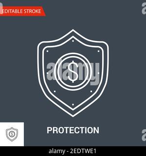 Schutzsymbol. Vektor-Illustration Mit Dünnen Linien Stock Vektor