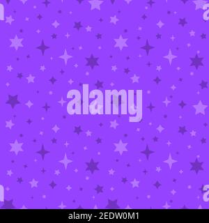 Einfarbiges Nahtloses Muster mit violetten Sternen auf violettem Hintergrund. Stock Vektor
