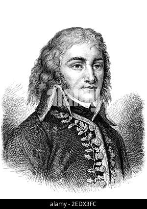 Louis-Lazare Hoche, 25. Juni 1768 - 19. September 1797, ein französischer General de Division der revolutionären Periode / Louis-Lazare Hoche, 25. Juni 1768 - 19. September 1797, ein franzoesischer General de Division der Revolutionszeit, Historisch, historisch, digital verbesserte Reproduktion eines Originals aus dem 19th. Jahrhundert / digitale Produktion einer Originalvorlage aus dem 19. Jahrhundert, Stockfoto