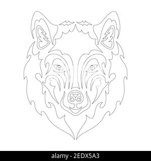 Handgezeichnetes abstraktes Porträt eines Wolfes. Vektor stilisierte Illustration für Tattoo, Logo, Wanddekor, T-Shirt-Print-Design oder outwear. Diese Zeichnung würde Stock Vektor