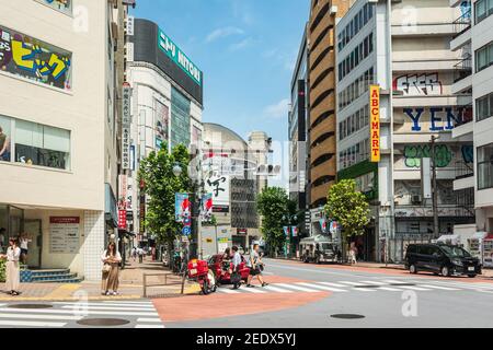 Tokio, Japan, Asien - 25. August 2019: Straße in Shibuya Ward Stockfoto