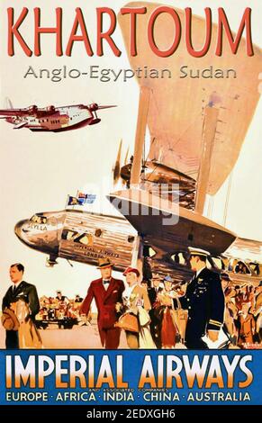 Imperial AIRWAYS Poster um 1932 zeigt eine Handley Seite HP42 Airliner Stockfoto