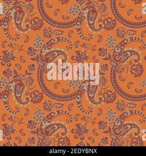 Paisley Floral orientalisches Ethno-Muster. Nahtlose Vektorgrafiken. Damast Stoffmuster. Stock Vektor