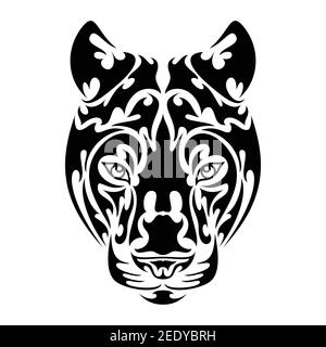 Handgezeichnetes abstraktes Porträt eines Panthers. Vektor stilisierte Illustration für Tattoo, Logo, Wanddekor, T-Shirt-Print-Design oder outwear. Diese Zeichnung wird Stock Vektor