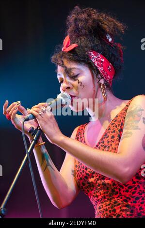 Hollie Cook beim Auftritt im Womad, Charlton Park, Großbritannien. Juli 27, 2012 Stockfoto