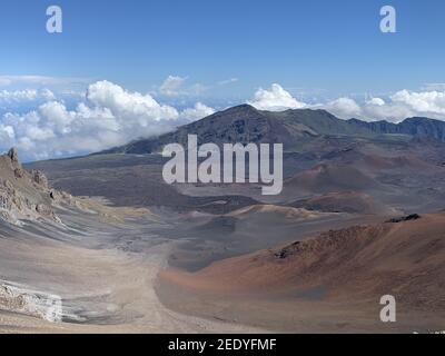 Wunderschöne Aufnahme der Landschaft bei Haleakala, dem Ost-Maui Vulkan auf der Hawaiianischen Insel Maui. Stockfoto