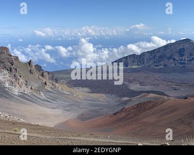 Wunderschöne Aufnahme der Landschaft bei Haleakala, dem Ost-Maui Vulkan auf der Hawaiianischen Insel Maui. Stockfoto