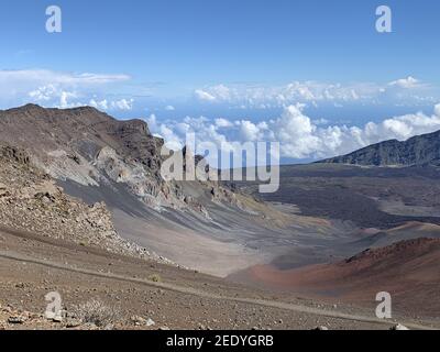 Wunderschöne Aufnahme der Landschaft bei Haleakala, dem Ost-Maui Vulkan auf der Hawaiianischen Insel Maui. Stockfoto