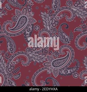 Paisley Floral orientalisches Ethno-Muster. Nahtlose Vektorgrafiken. Damast Stoffmuster. Stock Vektor