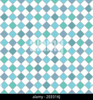 Nahtloser blau-weißer karierter Hintergrund. Diagonales Rautenmuster. Geometrische nahtlose Textur. Mosaikkarierten. Karierte Vektorgrafik. Stock Vektor