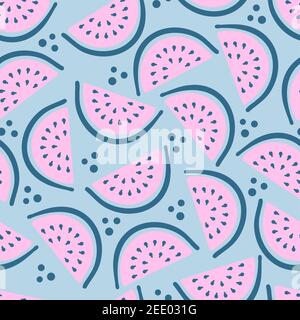 Niedliche Wassermelone Muster Hintergrund - lustige Vektor Zeichnung nahtlose Muster. Schriftzug Poster oder T-Shirt Textil Grafik-Design. Niedliche Illustration. wal Stock Vektor