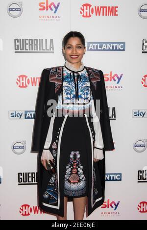 Frieda Pinto kommt bei der Guerilla UK Premiere von Sky Atlantic im Curzon, Bloomsbury, London, an. Bilddatum: Donnerstag, 6th. April 2017. Bildnachweis sollte lauten: © DavidJensen Stockfoto