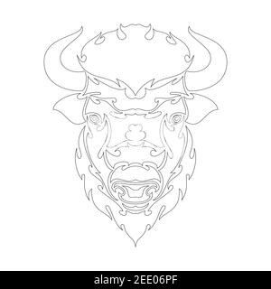 Handgezeichnetes abstraktes Porträt eines Bisons. Vektor stilisierte Illustration für Tattoo, Logo, Wanddekor, T-Shirt-Print-Design oder outwear. Diese Zeichnung woul Stock Vektor
