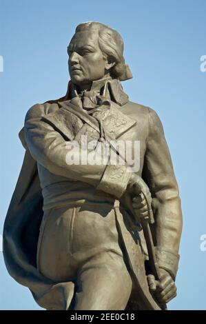 Statue des venezolanischen Revolutionärs Francisco de Miranda (1750 – 1816), Havanna Kuba. Stockfoto