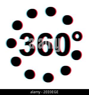 360 Grad 3D Stereoskopischer Effekt Vektor Viar 360 Grad 3D zeichen vr Stock Vektor