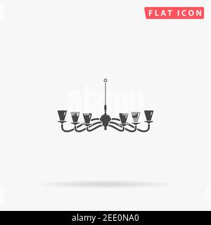 Kronleuchter flache Vektor-Symbol. Handgezeichnete Design-Illustrationen. Stock Vektor