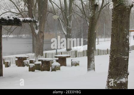 Winter im Stadtpark Staddijk Stockfoto