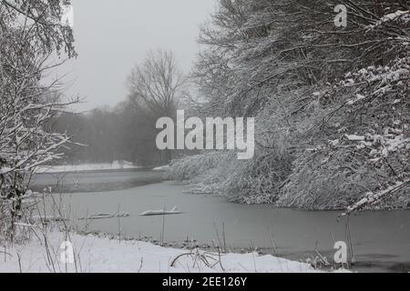 Winter im Stadtpark Staddijk Stockfoto