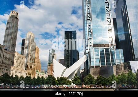 Westfield World Trade Center und Stadtbild von Lower manhattan, New York City, New York, USA Stockfoto