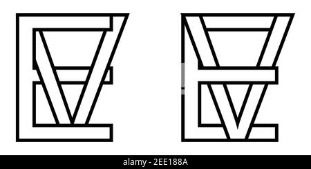 Logo Zeichen EV und ve Symbol Zeichen interlaced Buchstaben V, E Vektor Logo EV, ve erste Großbuchstaben Muster Alphabet e, V Stock Vektor
