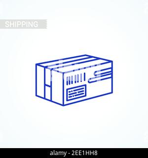 Paketsymbol. Lieferkarton, Karton Umriss Stil Symbol auf weißem Hintergrund. Postdienste, Lieferung. Vektorgrafik Stock Vektor
