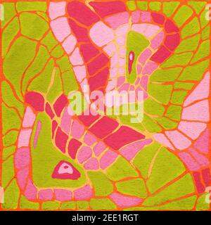 Abstrakte zeitgenössische Kunst Illustration. Bunte künstlerische Zeichnung Kunst. Gemalte Hand gezeichnet Hintergrund Stockfoto