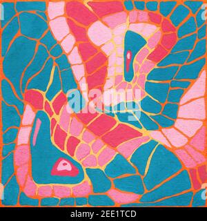 Abstrakte zeitgenössische Kunst Illustration. Bunte künstlerische Zeichnung Kunst. Gemalte Hand gezeichnet Hintergrund Stockfoto