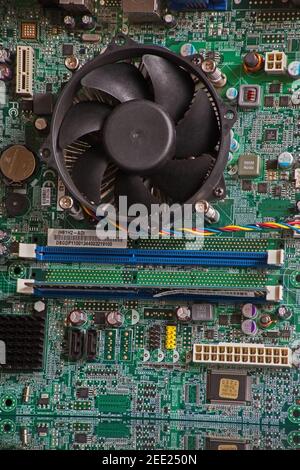 Airiale Ansicht eines Computer-Motherboards 13306 Stockfoto