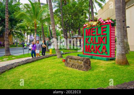 Weihnachtszeit in Waikiki, Hawaii, USA Stockfoto