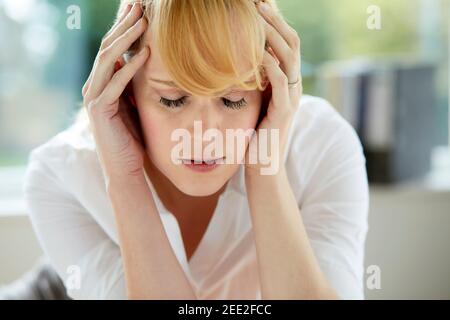 Gestresste Frau Stockfoto