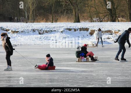 Winter im Stadtpark Staddijk Stockfoto