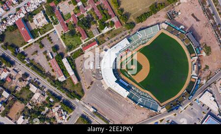 Luftaufnahme des Francisco Carranza Limón Stadions. Gesamtansicht des Algodoneros Stadions in Guasave, Sinaloa Mexiko. Guasave Mexiko. Am 7. Februar 2021 in Guasave, Mexiko. (Foto von Luis Gutierrez/Norte Photo/) Vista aérea del Estadio Francisco Carranza Limón. Vista General del estadio Algodoneros en Guasave, Sinaloa México. Guasave México. el 7 de febrero de 2021 en Guasave, México. (Foto von Luis Gutierrez / Foto Norte /) Stockfoto