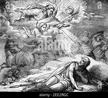 Bekehrung des heiligen Paulus, Szene des Neuen Testaments, Histoire Biblique de L´Ancien Testament, Stockfoto