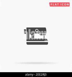 Elektrische Nähmaschine flache Vektor-Symbol. Handgezeichnete Design-Illustrationen. Stock Vektor