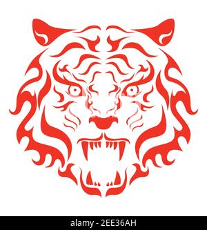 tiger brüllender Kopf Vektor-Abbildung eines Tigers Kopf. Stock Vektor