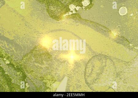 Hellgrünes Marmormuster mit goldenem Staub. Abstrakter Vektor-Hintergrund in Alkoholtinte Technik. Moderne Farbe mit Glitzer. Vorlage für Banner, Pos. Stock Vektor