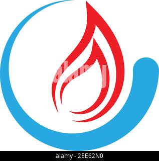 Wasser und Flamme, Installateur, Klempner, Logo, Symbol Stock Vektor