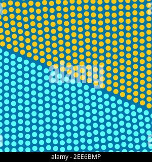 Pop Art bunte Comics Buch Magazin Cover. Punkte gelb und blau Hintergrund. Cartoon lustige Retro-Muster Mock up. Vektor-Halbtondarstellung Stock Vektor
