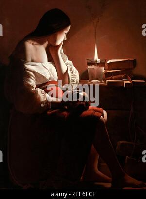 Die Magdalen mit der Rauchflamme - Georges de La Tour Stockfoto