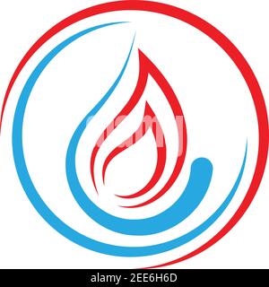 Wasser und Flamme, Installateur, Klempner, Logo, Symbol Stock Vektor