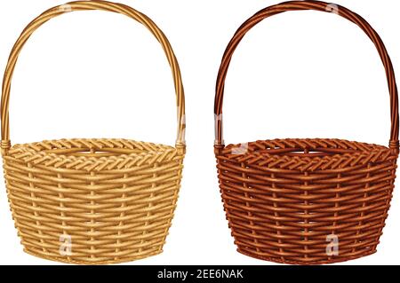 Korbkorb in zwei Farben, isoliert auf weißem Hintergrund. Vektorgrafik. Stock Vektor