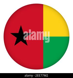 Flagge von Guinea-Bissau rund Symbol, Abzeichen oder Knopf. Nationales Symbol. Vorlagendesign, Vektorgrafik. Stock Vektor