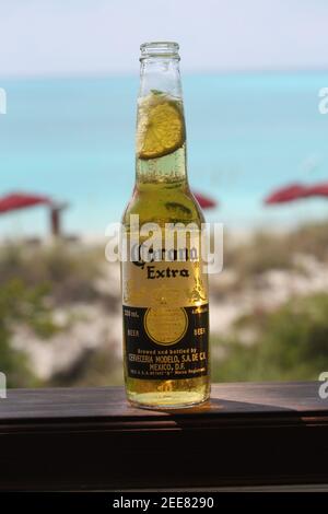 Corona am Strand Stockfoto