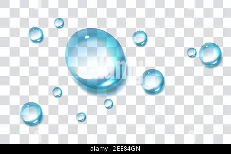 Wassertropfen auf den Transparenten Hintergrund isoliert. Stock Vektor