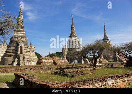 UNESCO Weltkulturerbe - Wat Mahathat, Ayutthaya, Thailand Stockfoto