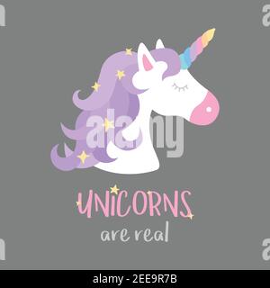 Unicorns sind echte Zitatvektordarstellung Stock Vektor