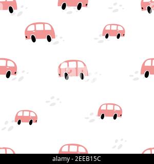 Nahtlose Vektor-Muster mit niedlichen skandinavischen Bus für Stoff, Verpackung, Baby-Textil, Tapete, Kleidung Kinder-Design. Vector Kinder nordic Stock Vektor