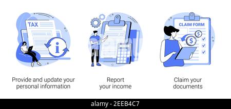 Steuern Einreichung abstrakten Konzept Vektor Illustrationen. Stock Vektor